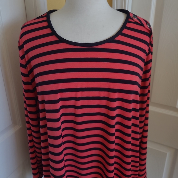 SUSAN GRAVER BLACK ORANGE STRIPED TUNIC, SIZE 3XP - Picture 2 of 10